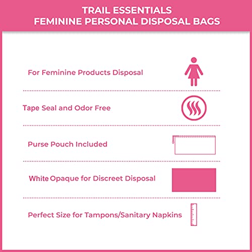 Trail Essentials Feminine Personal Disposal Seal Bags- 100 White Opaque Seal ...