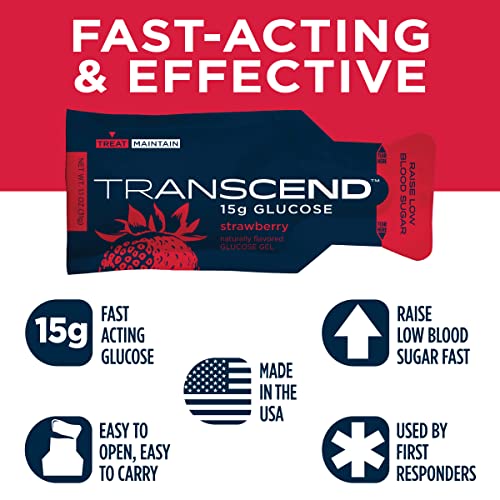 Transcend Glucose Gel Packs - Strawberry - 15 Pack (1.1oz Each) - FSA/HSA Eli...