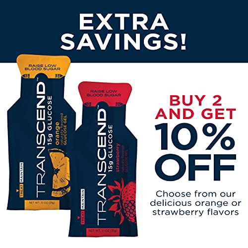 Transcend Glucose Gel Packs - Strawberry - 15 Pack (1.1oz Each) - FSA/HSA Eli...