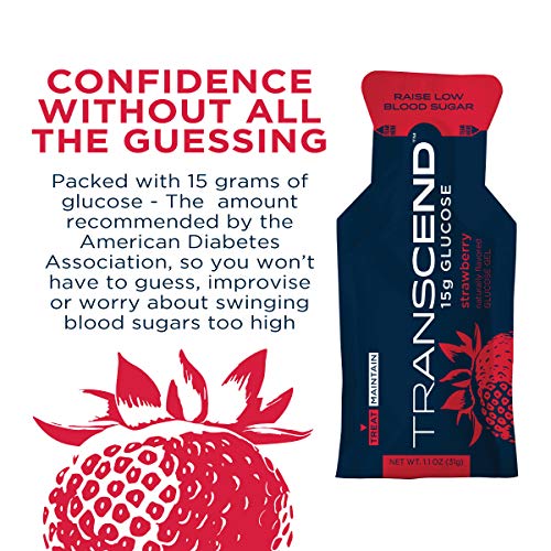 Transcend Glucose Gel Packs - Strawberry - 15 Pack (1.1oz Each) - FSA/HSA Eli...