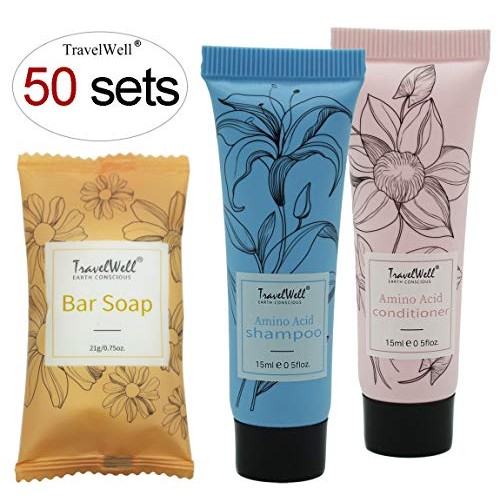 TravelWell Flower Series Individually Wrapped 15ml/0.5 Fl Oz Shampoo 50 Tubes...