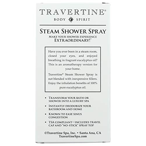 Travertine Spa Steam Shower Spray, Eucalyptus, 2 oz.