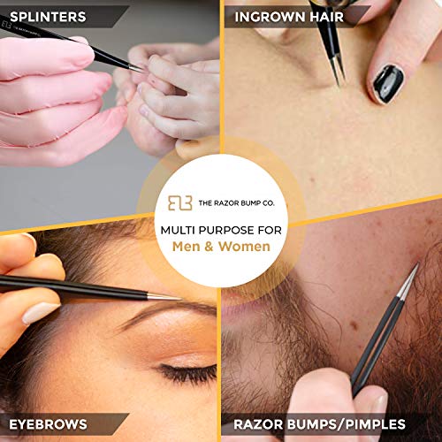 Tweezers For Ingrown Hair By The Razor Bump Co. | Sharp, Stainless Steel, Sur...