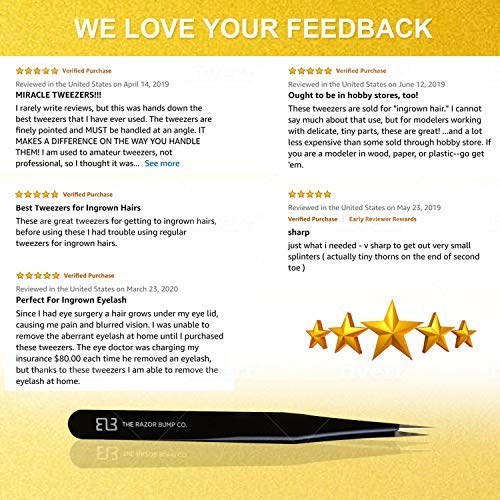 Tweezers For Ingrown Hair By The Razor Bump Co. | Sharp, Stainless Steel, Sur...