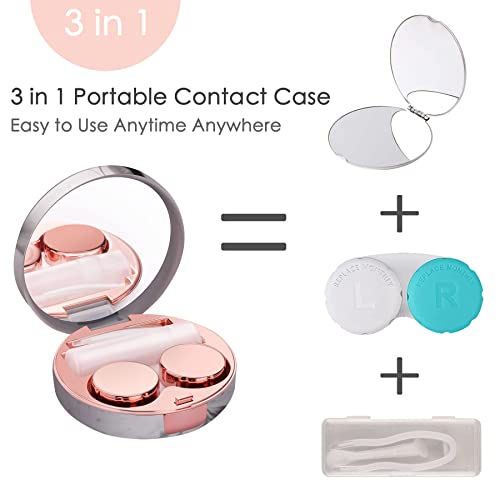 TreaHome 2 Pack Contact Lens Case, Leak-Proof Contact Case Travel with Cleane...