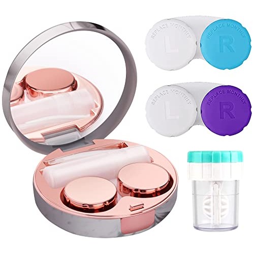 TreaHome 4PCS Contact Lens Case Set, Durable Compact Contact Case with Mirror...