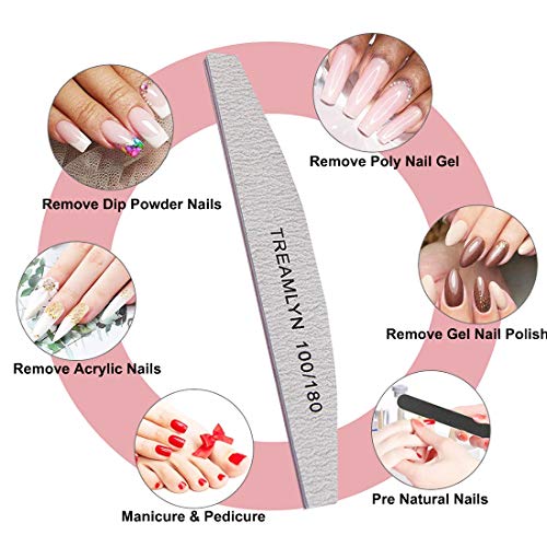 10 Pcs Rough Nail File 100/180 Grit, Heavy Duty Nail Files for Acrylic/Natura...