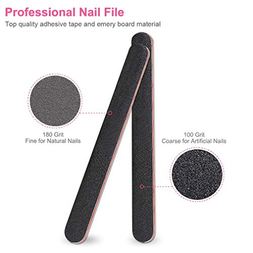 12Pcs Coarse Nail File Set Professional, Emery Boards for Nails 100/180 Grit,...