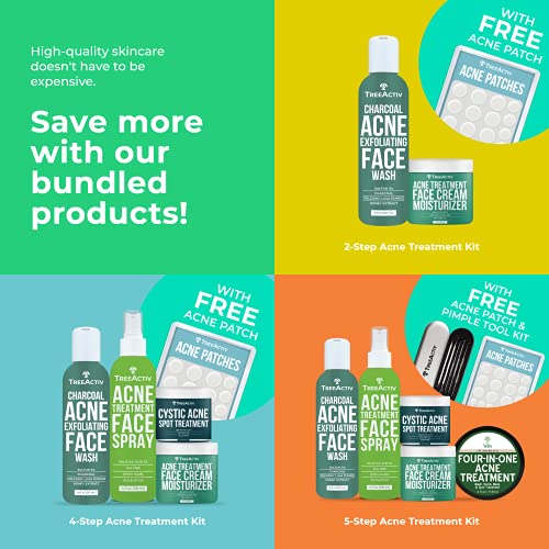 TreeActiv 3-Step Acne Treatment Kit | Charcoal Face Wash, Bentonite Pimple Sp...