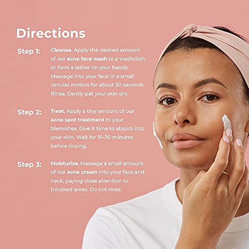 TreeActiv 3-Step Acne Treatment Kit | Charcoal Face Wash, Bentonite Pimple Sp...