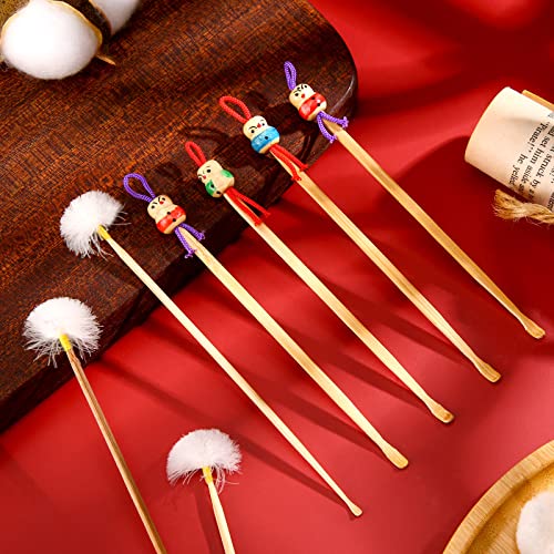 8 Pcs Bamboo Ear Cleaner Ear Picker Ear Cleaning Spoon Cute Doll Goose Feathe...