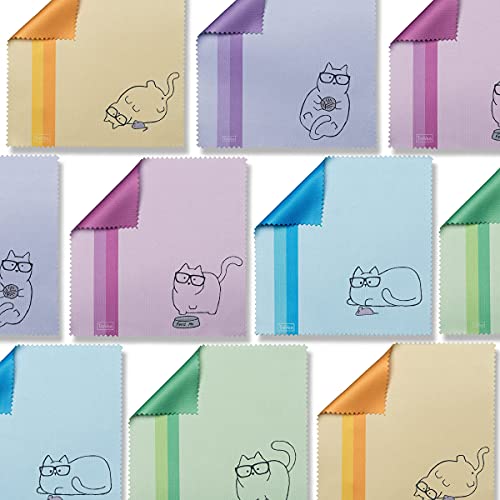 10 Pack Cute Kitty Cat Design Multicolor Microfiber Cleaning Cloths for Clean...