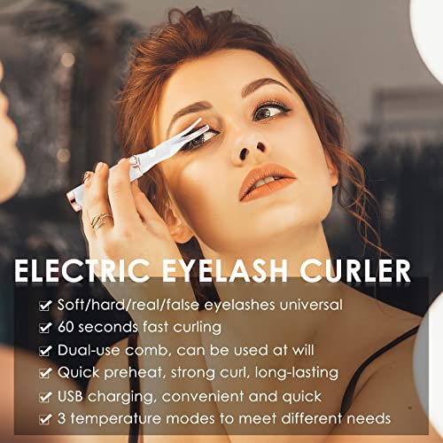 Heated Eyelash Curler,USB Rechargeable 2 in 1 Clip-Type Eyelash Curler,Heated...