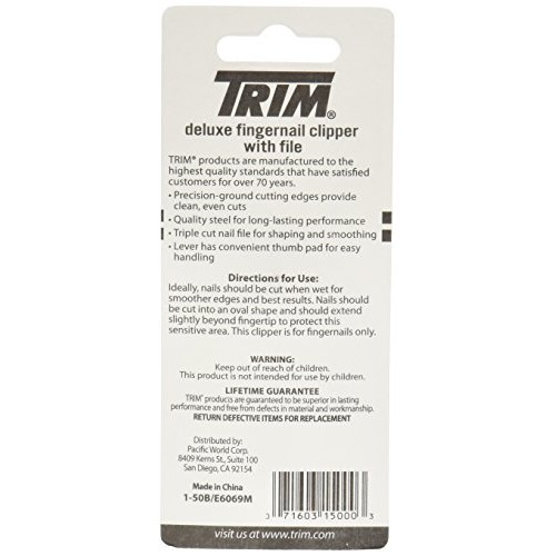 Trim Deluxe Fingernail Clippers with File – Sharp, Durable Clippers with Fold...