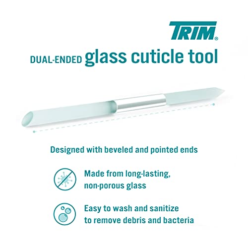 TRIM Dual Ended Glass Cuticle Tool with Storage Case – Gently Removes Cuticle...