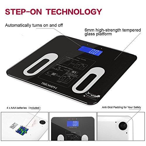 Triomph Precision Body Fat Scale with Backlit LCD Digital Bathroom Scale For ...