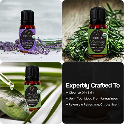 Troful USDA Organic Top 3 Essential Oils Set- 100% Pure Natural Aromatherapy ...
