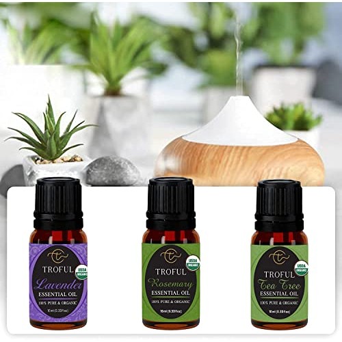 Troful USDA Organic Top 3 Essential Oils Set- 100% Pure Natural Aromatherapy ...