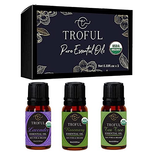 Troful USDA Organic Top 3 Essential Oils Set- 100% Pure Natural Aromatherapy ...