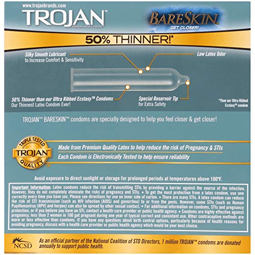 Trojan Bareskin Thin Premium Lubricated Condoms - 24 Count
