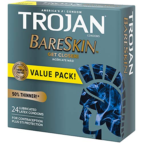 Trojan Bareskin Thin Premium Lubricated Condoms - 24 Count