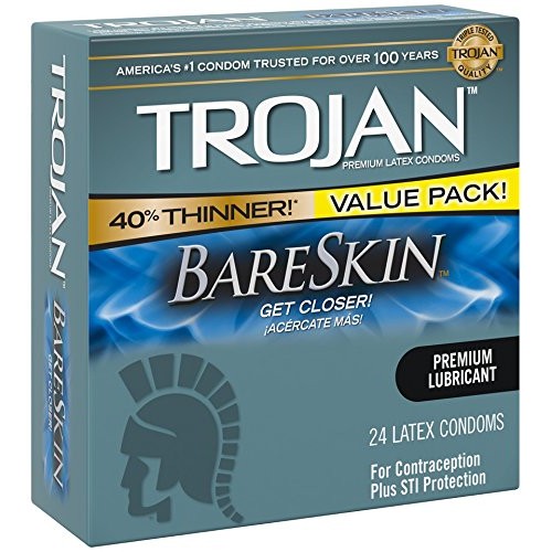 Trojan Bareskin Thin Premium Lubricated Condoms - 24 Count