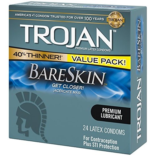 Trojan Bareskin Thin Premium Lubricated Condoms - 24 Count