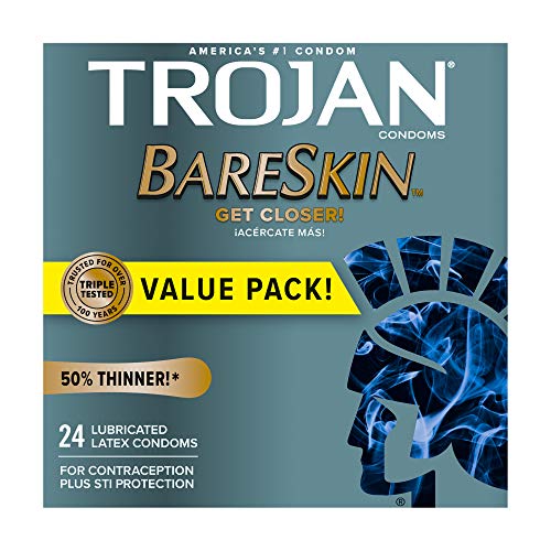 Trojan Bareskin Thin Premium Lubricated Condoms - 24 Count