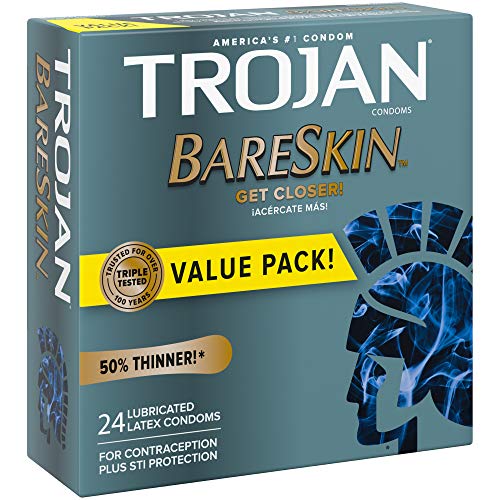 Trojan Bareskin Thin Premium Lubricated Condoms - 24 Count