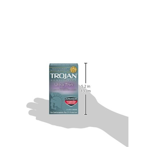 Trojan Condom Sensitivity Ultra Thin Spermicidal, 12 Count
