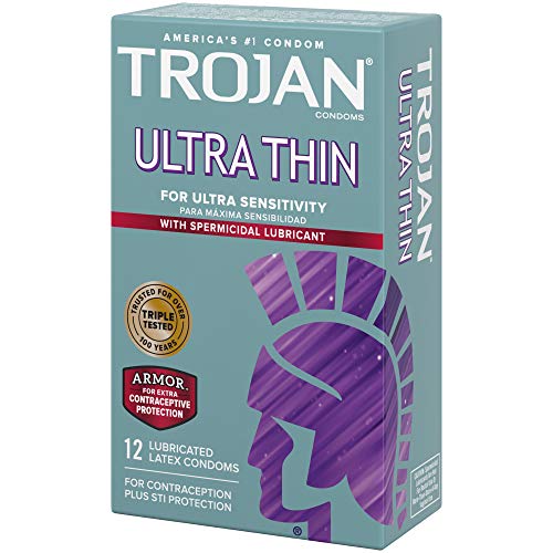 Trojan Condom Sensitivity Ultra Thin Spermicidal, 12 Count