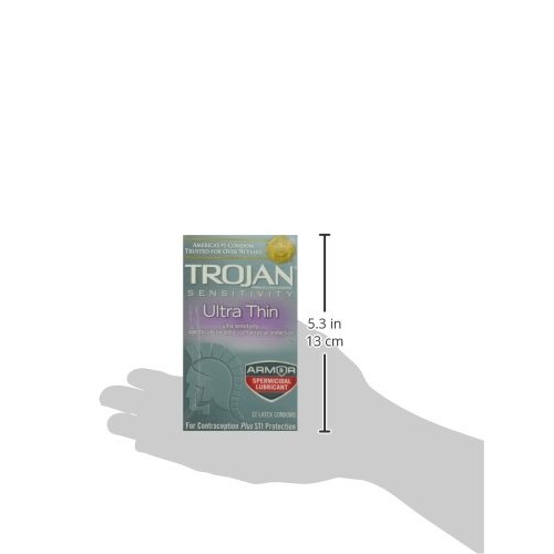 Trojan Condom Sensitivity Ultra Thin Spermicidal, 12 Count