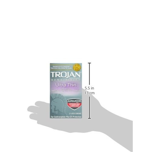 Trojan Condom Sensitivity Ultra Thin Spermicidal 2 Packs of 12 pc