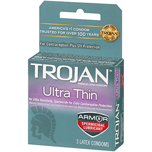 Trojan Condom Sensitivity Ultra Thin Spermicidal, 3 Count