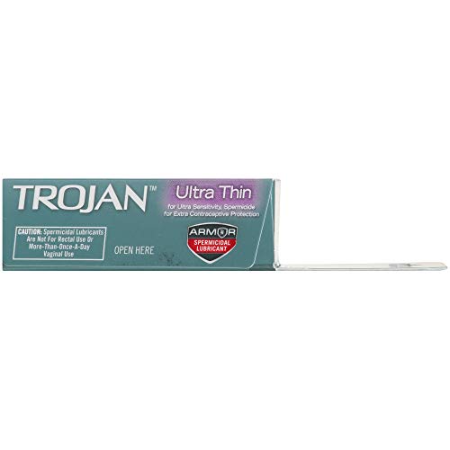 Trojan Condom Sensitivity Ultra Thin Spermicidal, 3 Count
