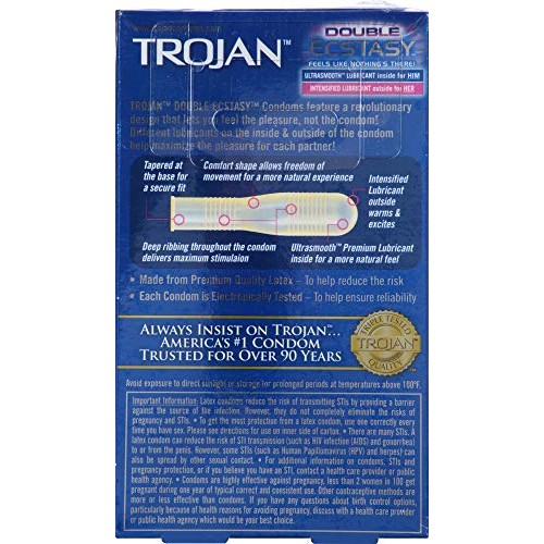 Trojan Double Ecstasy Lubricated Condoms - 10 Count