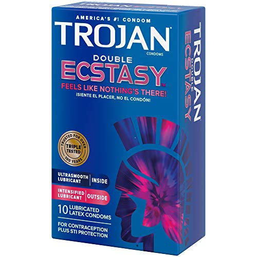 Trojan Double Ecstasy Lubricated Condoms - 10 Count