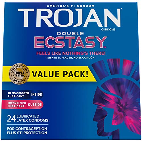 Trojan Double Ecstasy Lubricated Condoms - 24 Count
