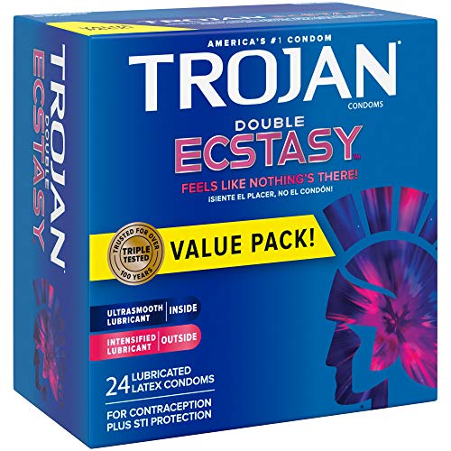 Trojan Double Ecstasy Lubricated Condoms - 24 Count