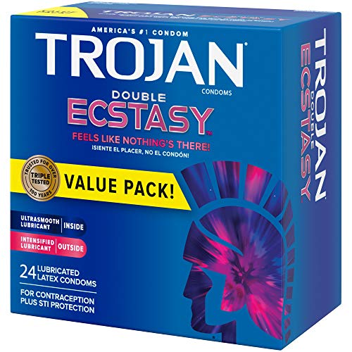 Trojan Double Ecstasy Lubricated Condoms - 24 Count