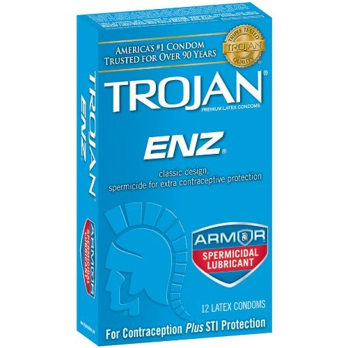 Trojan ENZ Armor Spermicidal Lubricated Condoms - 12 Count
