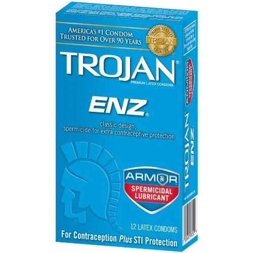 Trojan ENZ Armor Spermicidal Lubricated Condoms - 12 Count