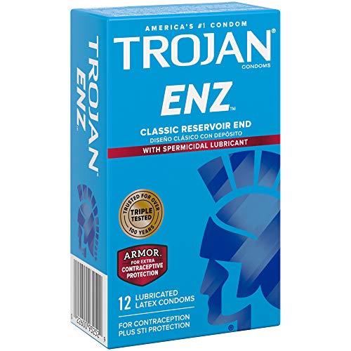 Trojan ENZ Armor Spermicidal Lubricated Condoms - 12 Count