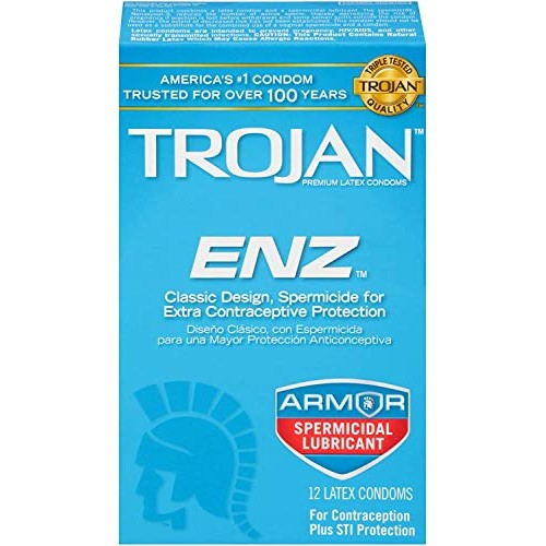 Trojan ENZ Armor Spermicidal Lubricated Condoms - 12 Count