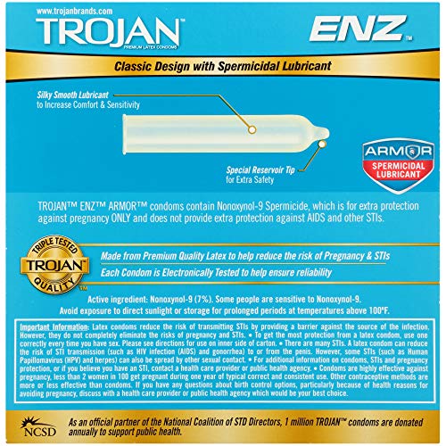 Trojan ENZ Armor Spermicidal Lubricated Condoms - 36 Count