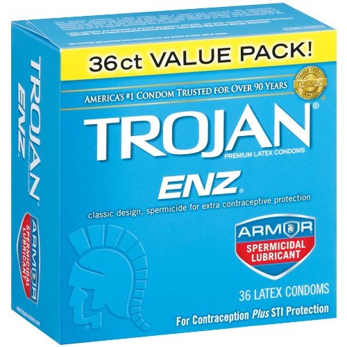 Trojan ENZ Armor Spermicidal Lubricated Condoms - 36 Count
