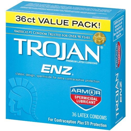 Trojan ENZ Armor Spermicidal Lubricated Condoms - 36 Count