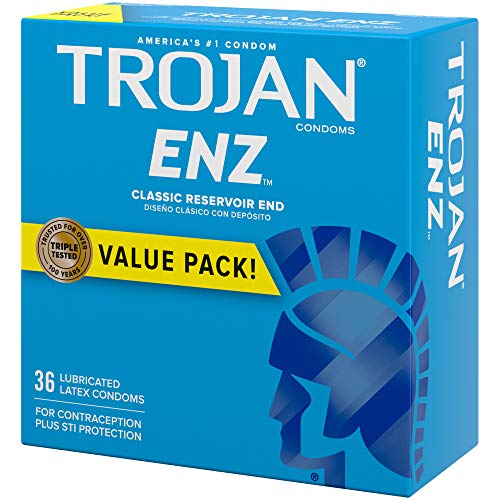 TROJAN ENZ Condoms For Contraception Plus STI Protection, 36 Count, 1 Pack