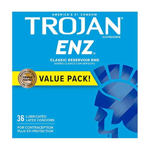 TROJAN ENZ Condoms For Contraception Plus STI Protection, 36 Count, 1 Pack