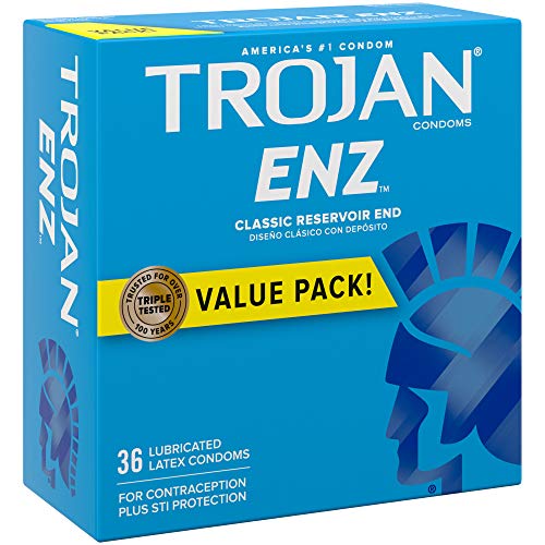 TROJAN ENZ Condoms For Contraception Plus STI Protection, 36 Count, 1 Pack